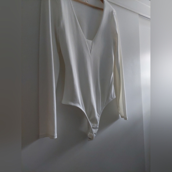 Free People Intimately Free White longsleeve bodysuit Large - Picture 4 of 5